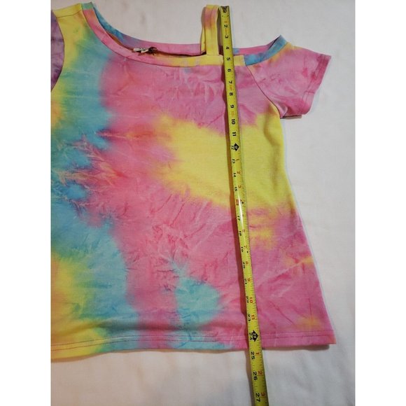 Andree by Unit womens tie dye one shoulder tee shirt size M - Picture 11 of 12